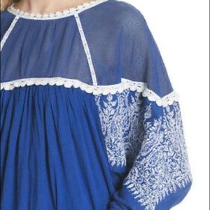 Carly Embroidered Blouse in Blue
